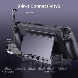 UGREEN Steam Deck Dock 9-in-1 USB C Docking Station with Foldable Stand, 4K@120Hz DP, Gigabit Ethernet, PD 100W, 10Gbps USB A&C 3.2, TF/SD Compatible with Steam Deck, Rog Ally, Rog X, Legion Go etc.