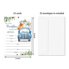 Yuansail Baby Shower Invitation Cards, Pumpkin Fill In Invites Cards, 25 Cards And Envelopes – (bb008-yaoqing)