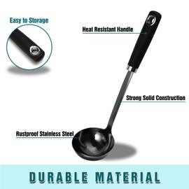 12 inch Soup Ladle, Stainless Steel Ladle Spoon, Soup Spoons with Comfortable Handle, Kitchen Utensil for Cooking, Metal Kitchen Accessories