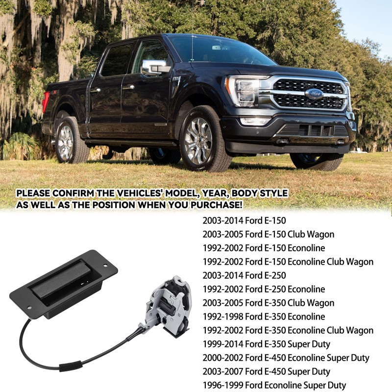 SYERAL E150-E350 Vans Rear Door Latch Assembly 8C2Z-15431A03-A Compatible with