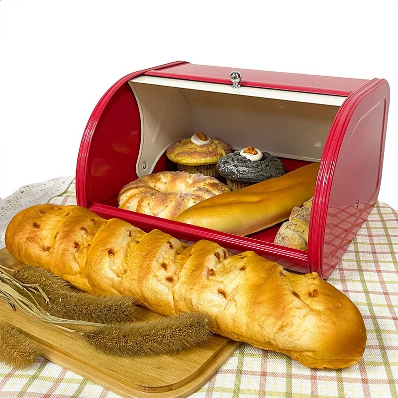 X458 Metal Bread Box/Bin/kitchen Storage Containers with Roll Top Lid