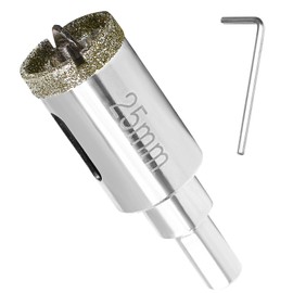 Qjaiune 1 Inch / 25mm Diamond Hole Saw with Pilot Drill Bit, 1-9/16 Inch Cutting Depth Glass Hole Saw Tile Hole Saw Drill Bit, Ceramic Hole Saw for Marble, Granite, Fiberglass, Porcelain, Quartz