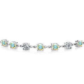 Gem Stone King 925 Sterling Silver Infinity Tennis Bracelet for Women | Gemstone Birthstone and White Lab Grown Diamond | Round 5MM and 1MM Accents| Adjustable Bolo to 9 Inch | Easy-On Easy-Off