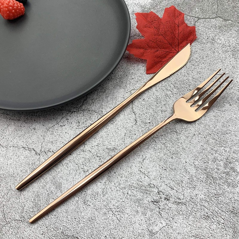 JASHII Silverware Set, Mirror Polished Copper Flatware Cutlery Set Service