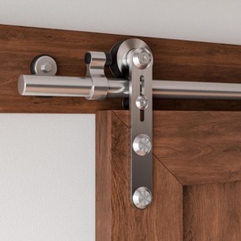 TOIMIOTOIM 12FT Stainless Steel Sliding Barn Door Hardware Kit, Slide Smoothly Quietly,Easy Install,Heavy Duty Sturdy Barn Door Track for 72" Single Wood Door