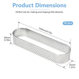 Pilikoll 10 Pcs Oval Perforated Tart Ring Set for DIY Porous Crumpet Rings
