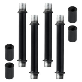 BokWin 4 Pcs M10 Lamp Extension Rod with Connector Black Pendant Extension Rods Replacement for Lights(3.15 Inch Length)