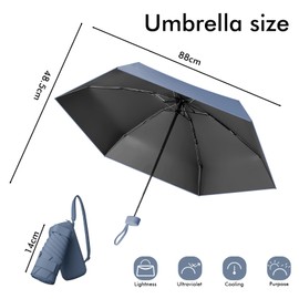 Sykerout Travel Umbrella, Mini Umbrella Sun Umbrella with Capsule Case, Small Umbrella Mini Umbrellas for Women Handbag Pocket Umbrella Travel Umbrella Handbag Umbrella (Haze Blue)