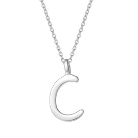 925 Sterling Silver Initial Alphabet Necklace with Letter C Name Pendant for Women Girls Teenagers Friends with Gift Jewellery Box - Chain Length: 16 + 2 Inch