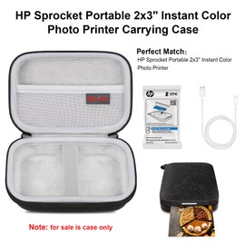 Elonbo Carrying Case for HP Sprocket Portable 2x3 Instant Color Photo Printer, Instant Photo Printer Travel Protective Organizer Holder, Extra Mesh Pocket Fits Photo Paper Cable, Black