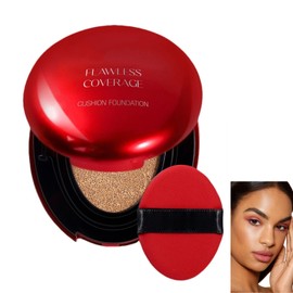 Cushion Foundation,Natural Full Coverage Cushion Foundation,Semi-Matte Makeup Foundat/ion,Moisturizing/Clear Concealer,Waterproof Found/ation,24 Hours Long Lasting Durable Luster(04# NATURAL BEIGE)