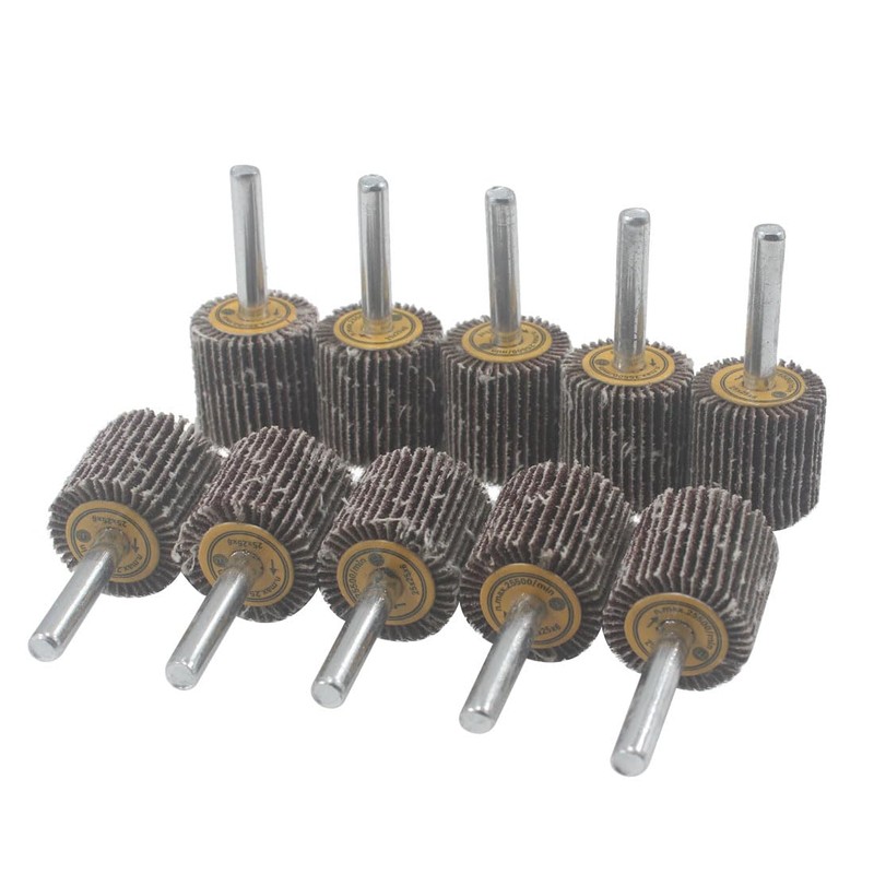 JUNLIXN 10 Pcs 25mm Flap Wheels, 1/4'' Shank 80 Grit