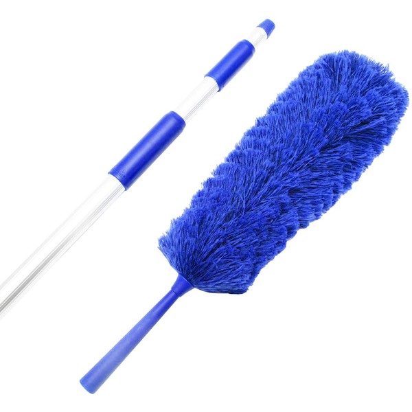 Extendable Microfiber Duster Extension Rod | Ceiling Fan Duster 20 Foot Reach | Cobweb 3-Stage Aluminum Telescoping Pole | Lightweight Webster Telescoping Cleaning Tool | U.S. Duster Co.