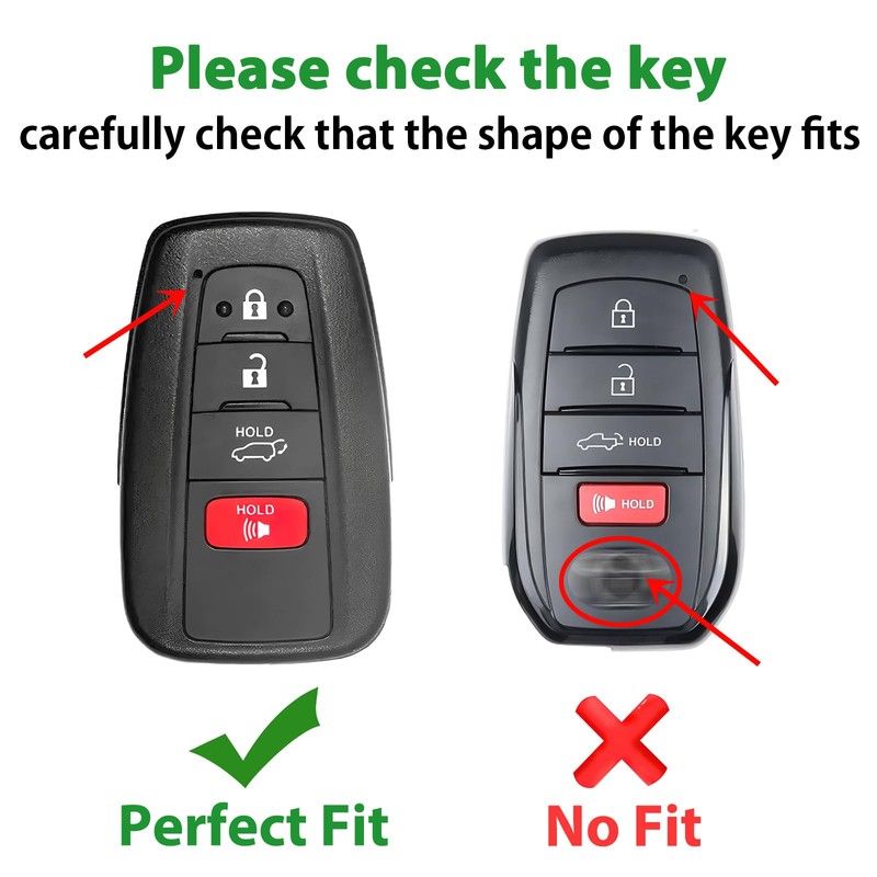 CHENZLIN 2-Pack for Toyota Key Fob Cover Keychain Accessories 4-Button