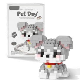 Scosloo Micro Mini Building Blocks Dog Series, Animals Model Toy Party Favors for Kids, Creative Building Blocks Toys, Birthday Gift for Boy Girl Ages 6-12+ (Schnauzer)