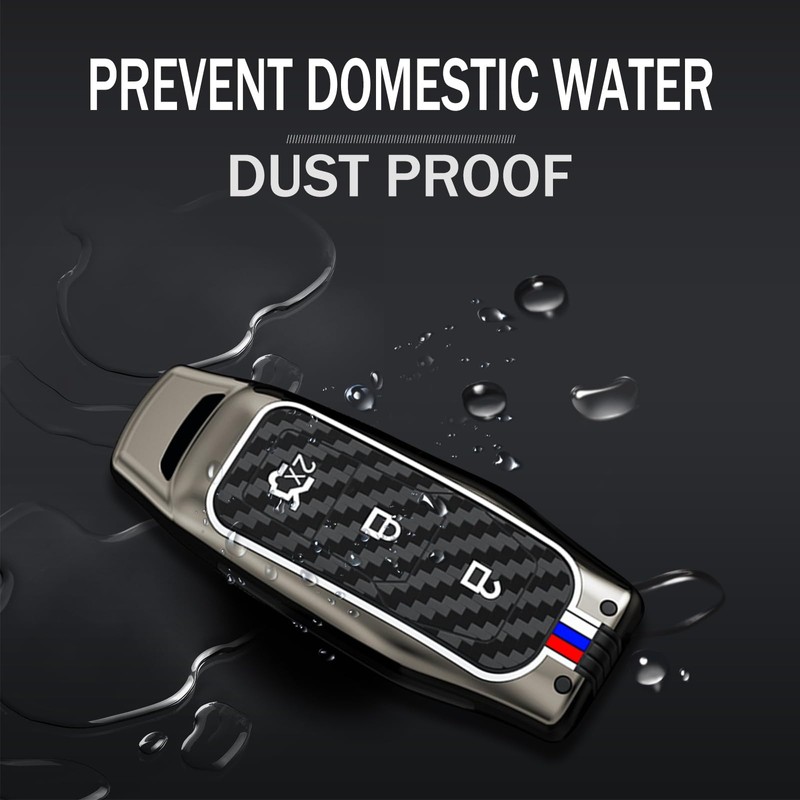 TECART Carbon Texture Smart Remote Key Cover 3 Button Luminous