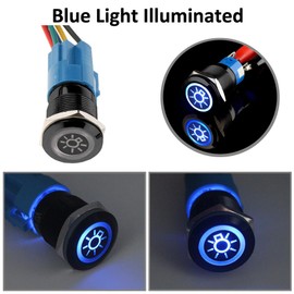ETOPARS Black Shell 19 mm Car Toggle Switch Rocker Switch Push Button 12 V Blue Light Metal Headlight Socket Plug