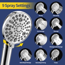 HANLIAN Filtration Shower Heads with Handheld Spray Combo, High Pressure Rainfall Shower Head with Handheld Combo, Filtered Dual Shower Head with Handheld, Double Shower Head with 79" Hose (Chrome)