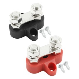 Hitefu 2PCS 12V 200A Battery Battery Power Distribution Terminal Block Set, 5/16" Bus Bar Positive Negative Busbar, M8 Dual Studs Junction Block Post for Auto Marine RV Car Boat
