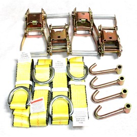GRIPON (Pack of 8) 2" x8' Lasso Strap with 2" Ratchet and J Finger Hook Tie Down