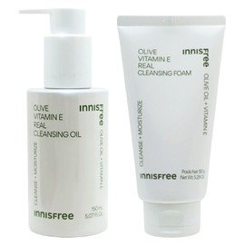 Innisfree Olive Vitamin E Real 2 types (Cleansing Oil + Cleansing Foam) / 이니스프리 올리브 비타민 E 리얼 2종구성 (클렌징 오일+클렌징 폼)