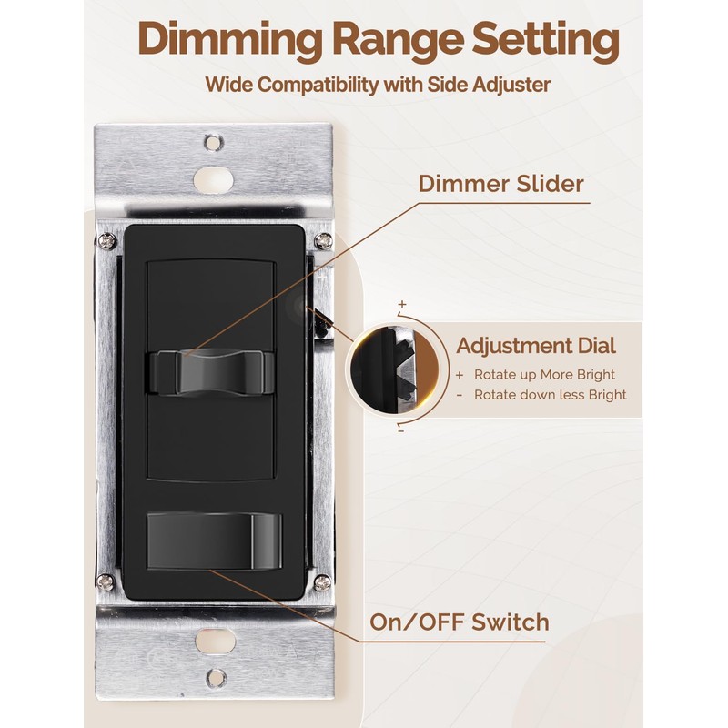 MOES Black Dimmer Light Switches 4 Pack, 3 Way &