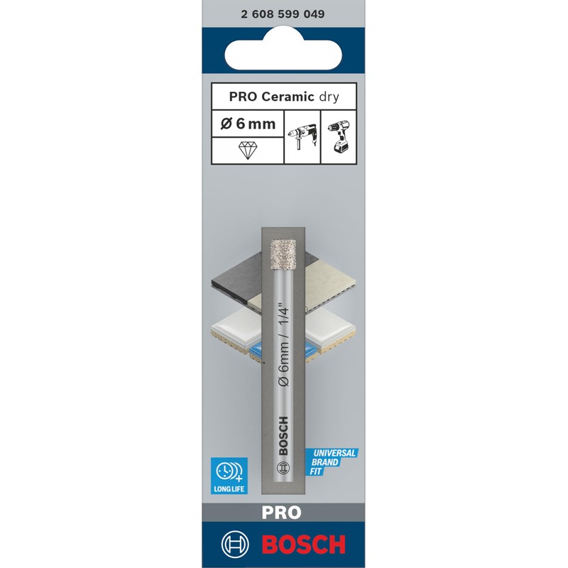 Bosch 1x PRO Ceramic Diamond Dry Drill Bit for Cylindrical