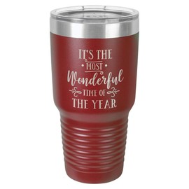 IT'S THE MOST WONDERFUL TIME OF THE YEAR Maroon 30 oz Tumbler With Straw and Slide Top Lid | Stainless Steel Travel Mug | Compare To Yeti Rambler