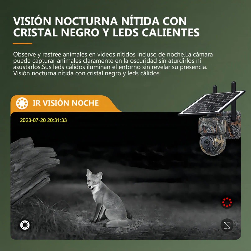 Encubierto Camara Solar 4g Chip Sim 4mp Alarma Ptz Ubox