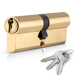 XFORT® Brass 50/50 Euro Cylinder Lock (100mm), Euro Door Barrel Lock with 3 Keys, Anti-Bump, Anti-Drill and Anti-Pick Door Lock with Key to Ensure High Security for Wooden, UPVC and Composite Doors