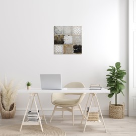 Stupell Industries Antique Ceiling Tile Collage Vintage Glam Abstract Patterns, Designed by Sophie 6 Canvas Wall Art, 24x24, Gold