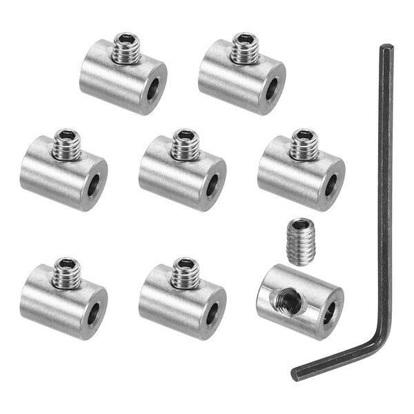 PATIKIL 4mm Hole Wire Rope Clips Set, 8 Set 304