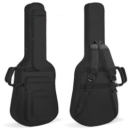 IBVIVIC Electric Guitar Case, Soft Case, Guitar Case, Lightweight, 0.4 inch (10 mm) Sponge, Shoulder Bag, Handbag, Large Capacity, 6 Pockets, Easy to Carry, Waterproof, Abrasion Resistant, Black,