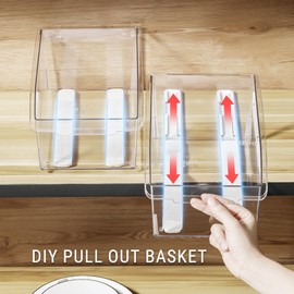 Adhesive Drawer Slides Pull Out Shelf Hardware Adhesive Sliders for Cabinets Clothes Storage Box, Sliding Shelf Inserts for Closet Pull-Out Home Kitchen Book Snack Drink Storage Organizers