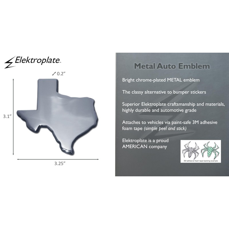 Texas Shape Chrome Auto Emblem