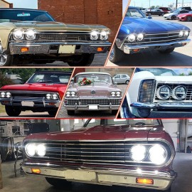 fuknight-Autoparts Newest Brightest 4PCS 5.75" LED Round Headlights DRL for Dodge Charger 1966-1974