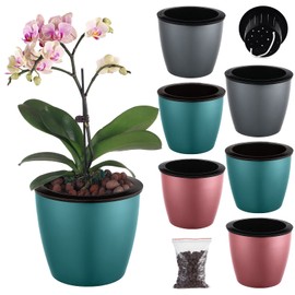 6 Pack 6.7 Inch Self Watering Plant Pot for Indoor Plants, African Violet Pots for Plants with Wick Pot,Large Orchid Pot for Orchid,Self Watering Planter for Devil's Ivy,Spider Plant Home Décor