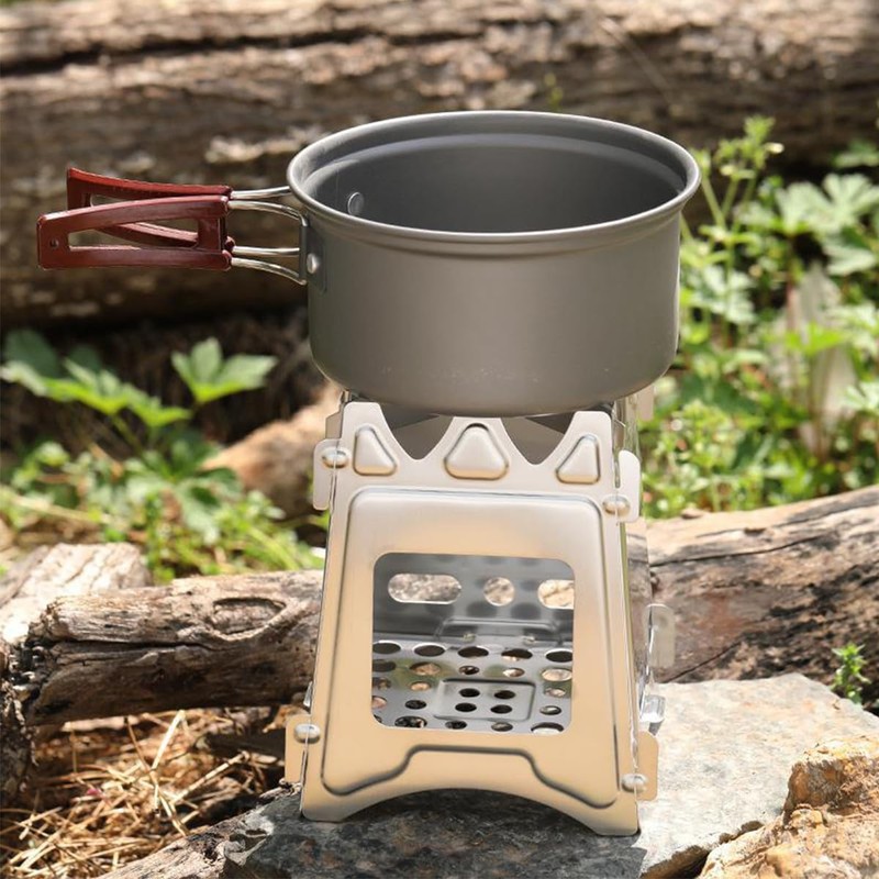 Portable Folding Wood Burning Camping Stove - Lightweight Backpacking Stove