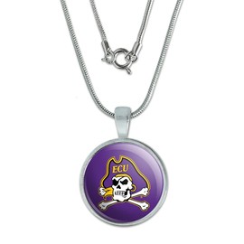 GRAPHICS & MORE East Carolina Primary Logo 0.75" Pendant with Sterling Silver Plated Chain