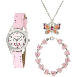 Ravel Little Gems Childrens Butterfly Watch, Necklace and Bracelet Gift Set