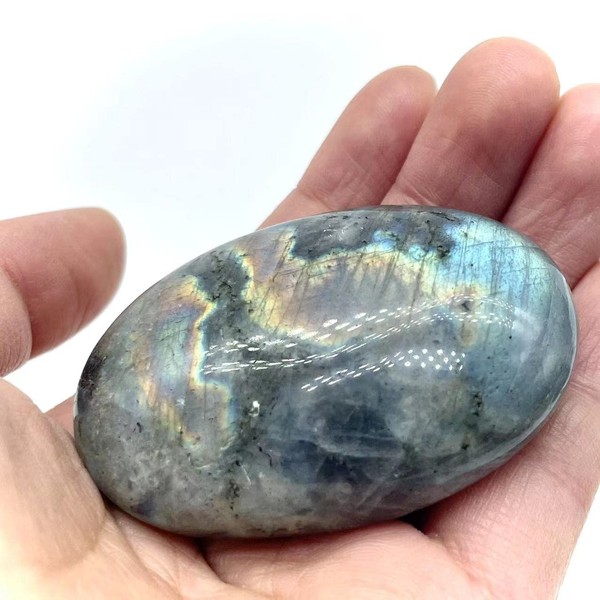 Truewon Natural Healing Crystal Chakra Reiki Polished Love Oval Pocket Worry Stone Crystals for Anxiety Stress Relief Therapy (Labradorite)