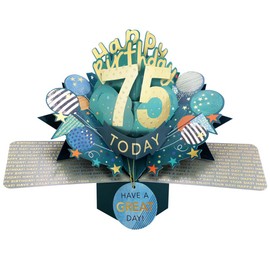 75 Today Happy 75th Birthday Pop-Up Greeting Card Love Kate's Pop Up Cards Him Design POP237MC75