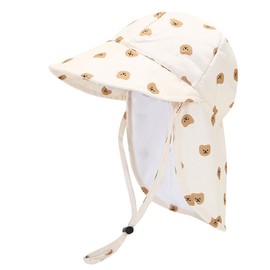 LYZOURBB Baby Girls Boys Sun Hat with Neck Flap, UPF 50+ Adjustable Summer Beach Hat for 1-3 Years