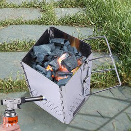 REDCAMP Foldable Charcoal Chimney Starter BBQ Charcoal Grill Starter for Outdoor Camping Cooking