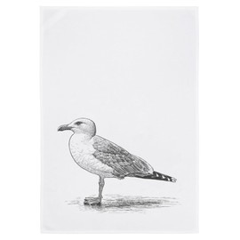 Tea Towel White 100% Cotton with Morel Motif Dark Grey