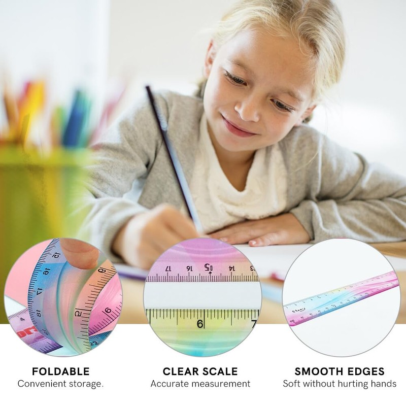 SacJkt 6 Pieces Flexible Ruler Set, Ruler 30cm Folding/Ruler 20cm