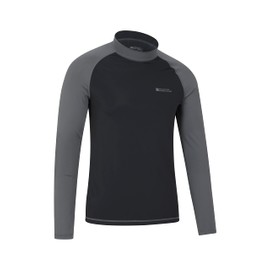 Mountain Warehouse Mens Long Sleeves Rash Vest - Quick Drying Rash Guard, Prevents Chafing, UPF50+ Sun Protection with Flat Seams - for, Swimming & Surfing Dark Grey XL