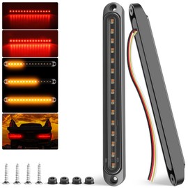 nifeida 10" Trailer Tail Light Bar, Amber & Red LED Sequential Switchback Stop Turn Signal Running Light Strip ID Light Bar w/Waterproof Smoked Len for Pickup Golf Cart Offroad Truck RV UTV