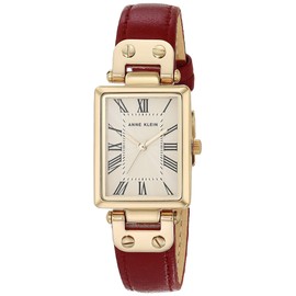 Anne Klein AK/3752 Ladies Leather Strap Watch, Red/Gold, Quartz movement