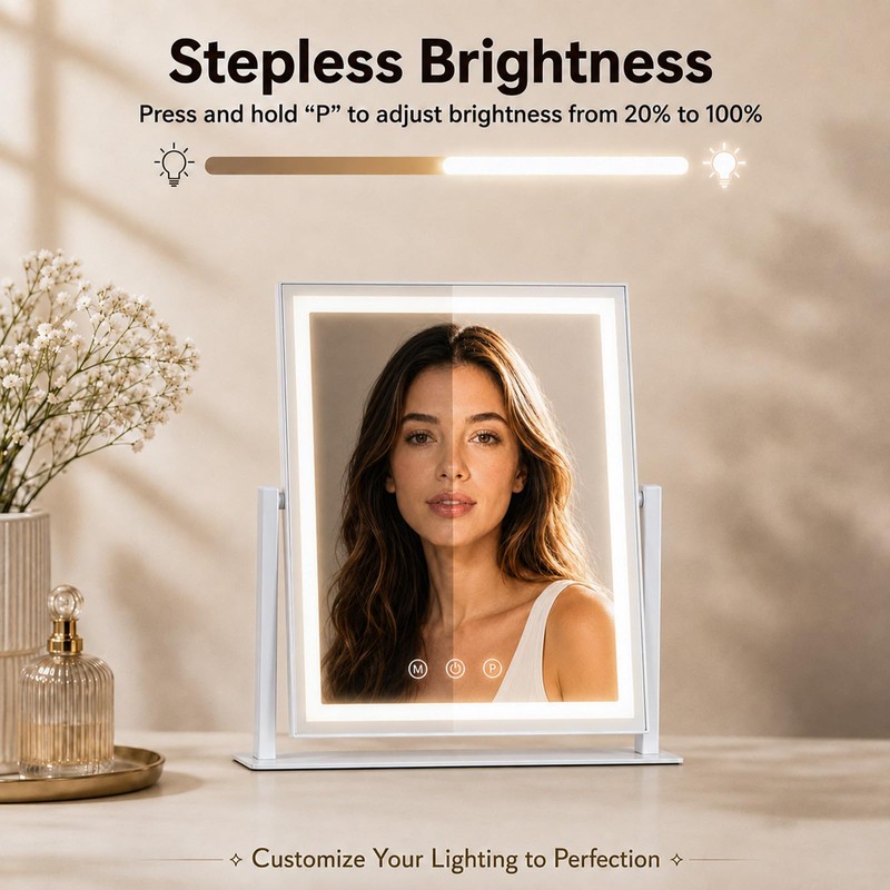 Makeup Mirror with lights, Dimmable Vanity Mirror with 3 Color